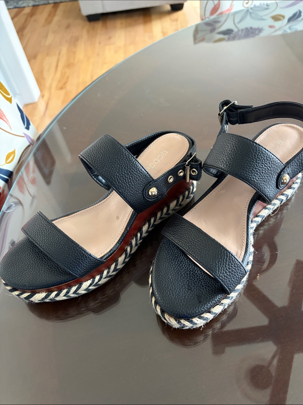 Black Platform Espadrille Sandals - Women